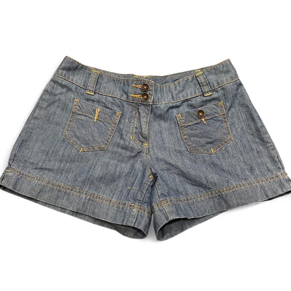 Low rise vintage micro jean shorts front pockets